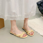 Butterfly Knot Open Toe Slides For Women Non Slip Flats