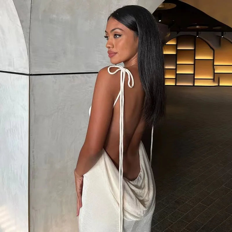 Backless Maxi Sundress With Spaghetti Straps