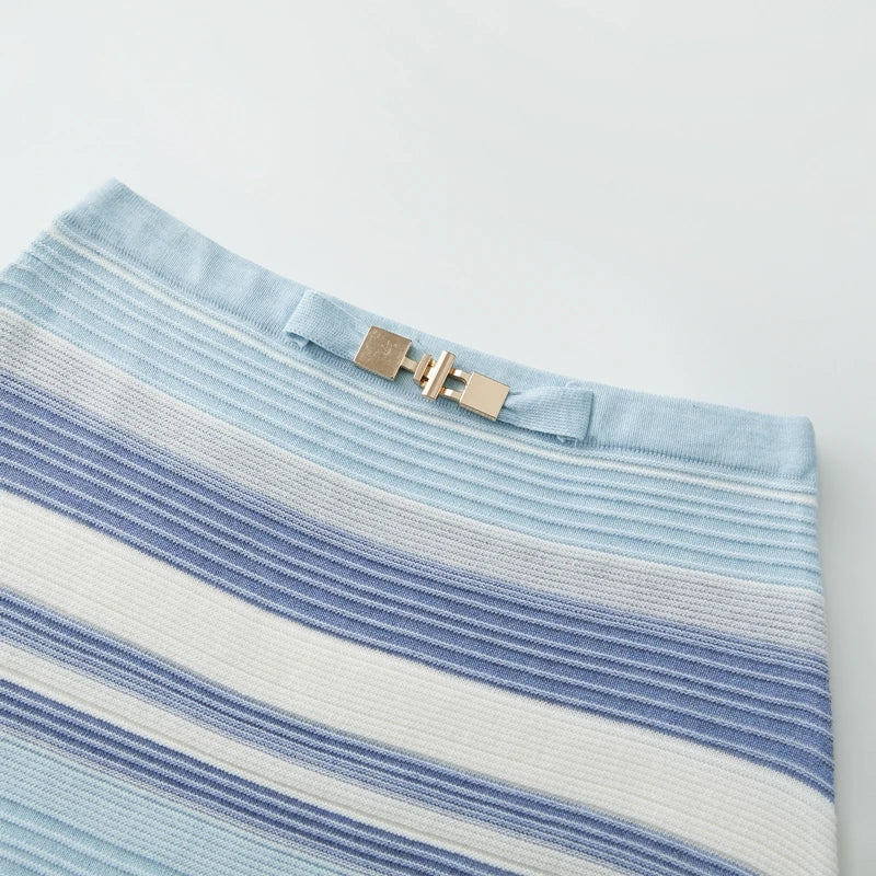 Striped Knitted Cami And Bodycon Mini Skirt Set