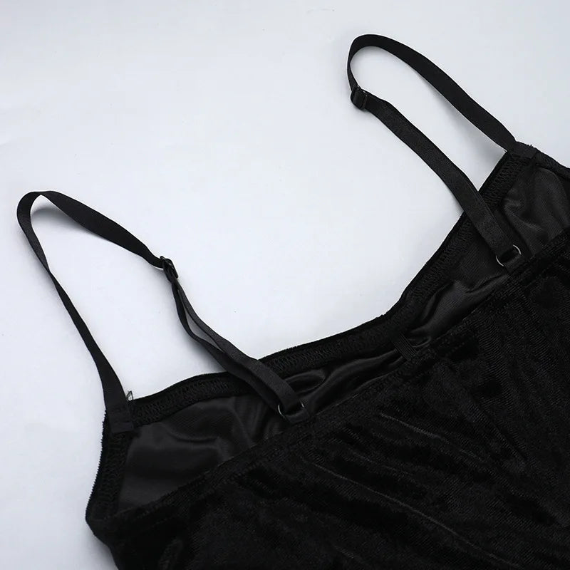 Velvet Gothic Gown With High Split Hem And Straps
