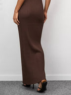 Sleeveless Knitted Dress With Wide Shoulder Straps Inner Long Skirt