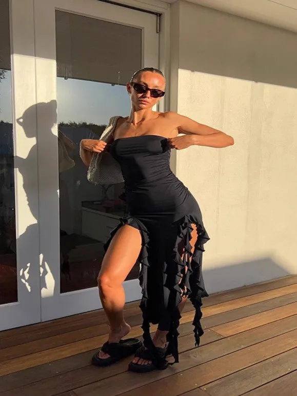 Tube Top Strapless Sexy Midi Dress