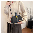 Luxe Faux Suede Frame Shoulder Bag With PU Accent Elegant Crossbody