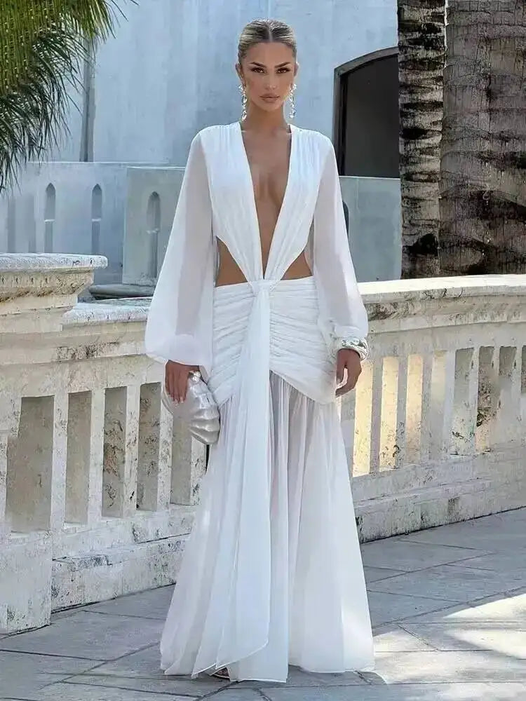 Off Shoulder Pleated Maxi Dress With Lace Patchwork
