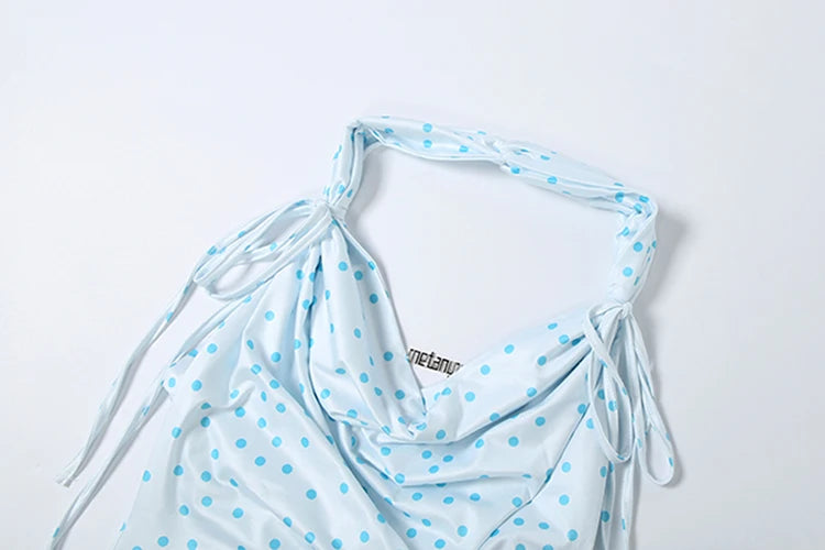 Polka Dot Halter Tank Top Backless Camisole