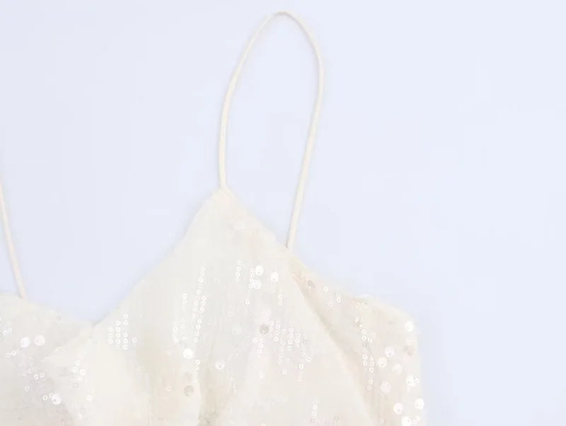 Sequin Backless Mini Slip Dress