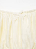 Female Slim Fit Square Neck Puff Sleeve Lace Ruched Corset Waist Short Blouse