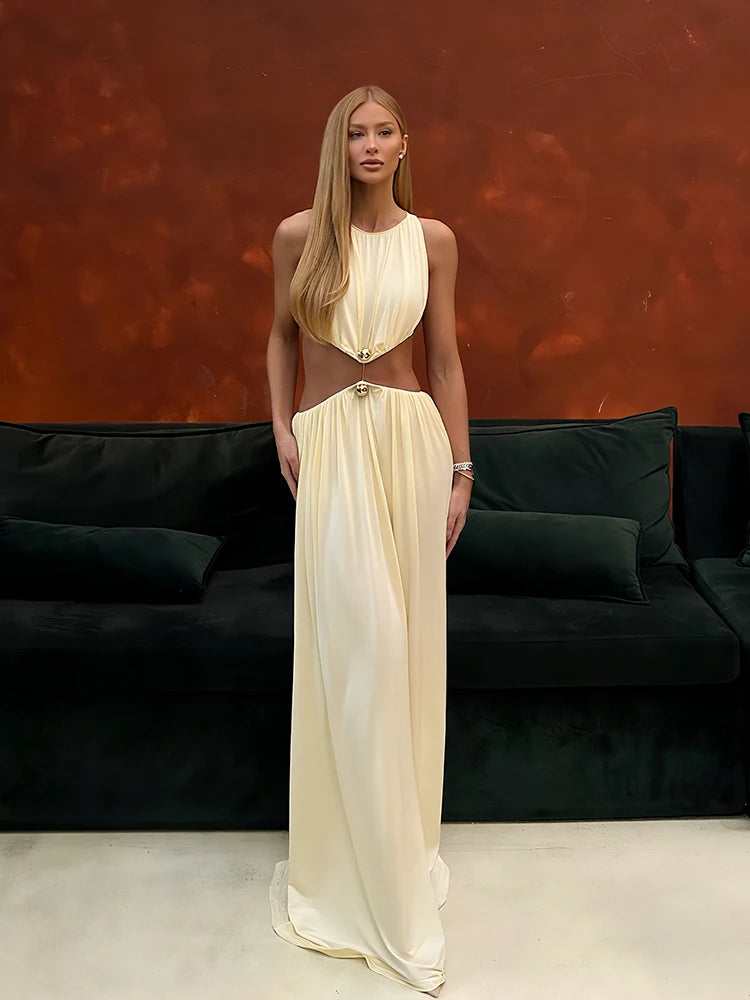 Waistless Chic Sequined Ankle Length Dress