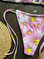 Pearl Accent Halter Bikini Set Luxury Brazilian Beachwear Push Up Swimsuit Print
