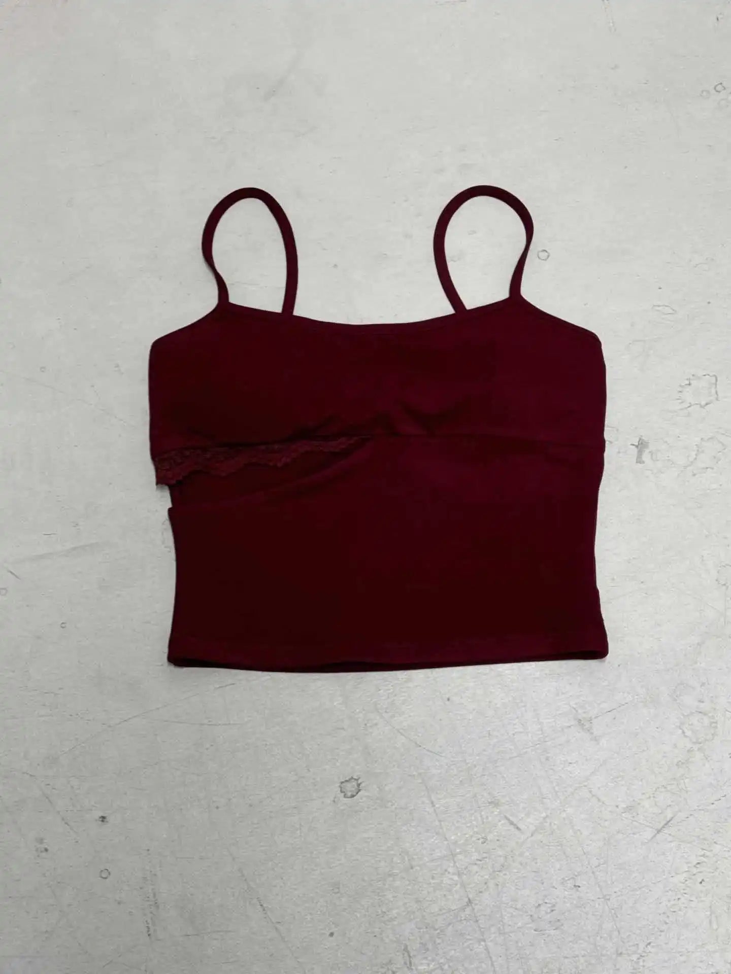 Lace Splice Hollow out Strap Design Streetwear Slim Fit with Chest Pad Ruffle Trimmed Underwear Set