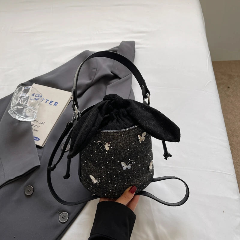 Sweet Butterfly Denim Mini Crossbody Bag