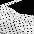 White Polka Dot Chiffon Backless Strapless Dress With Empire Waist