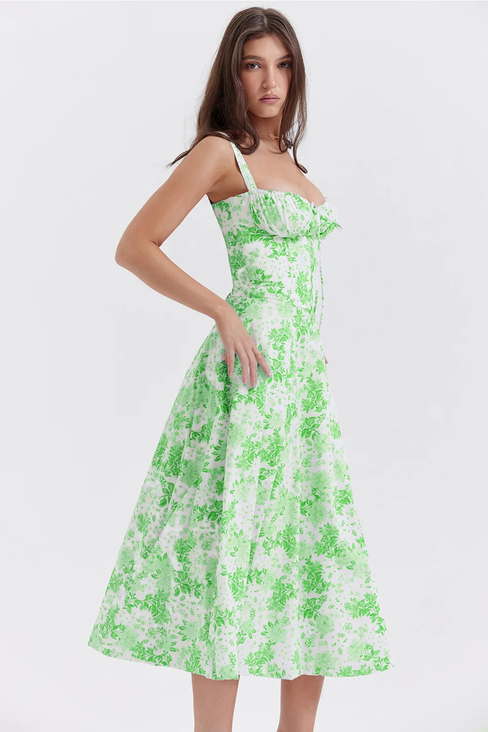 Spaghetti Strap Maxi Dress With Wrap Bow Lace Up Front Elegant Long Gown