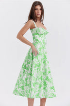 Spaghetti Strap Maxi Dress With Wrap Bow Lace Up Front Elegant Long Gown