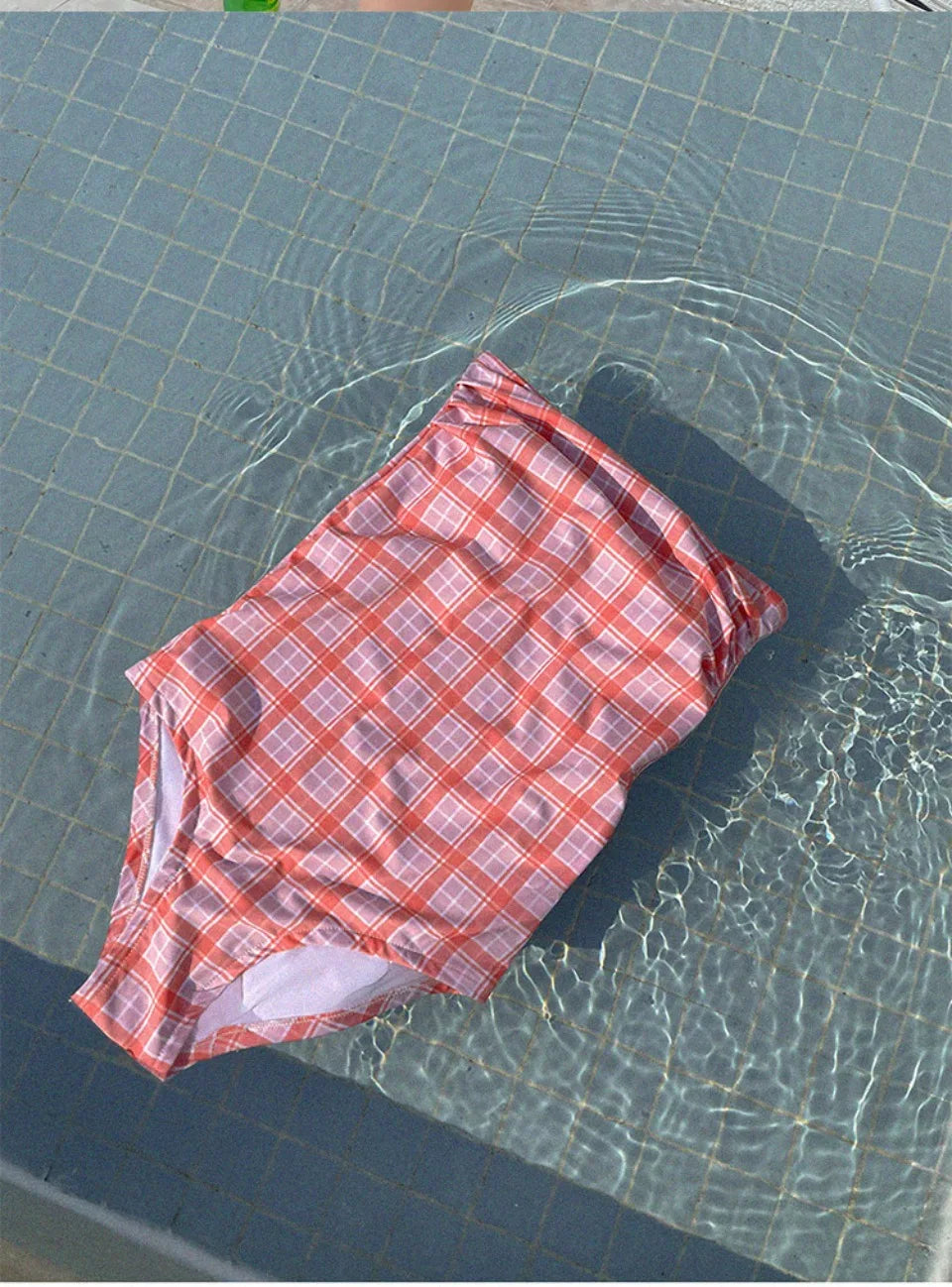 Plaid Push Up Backless One Piece Swimsuit