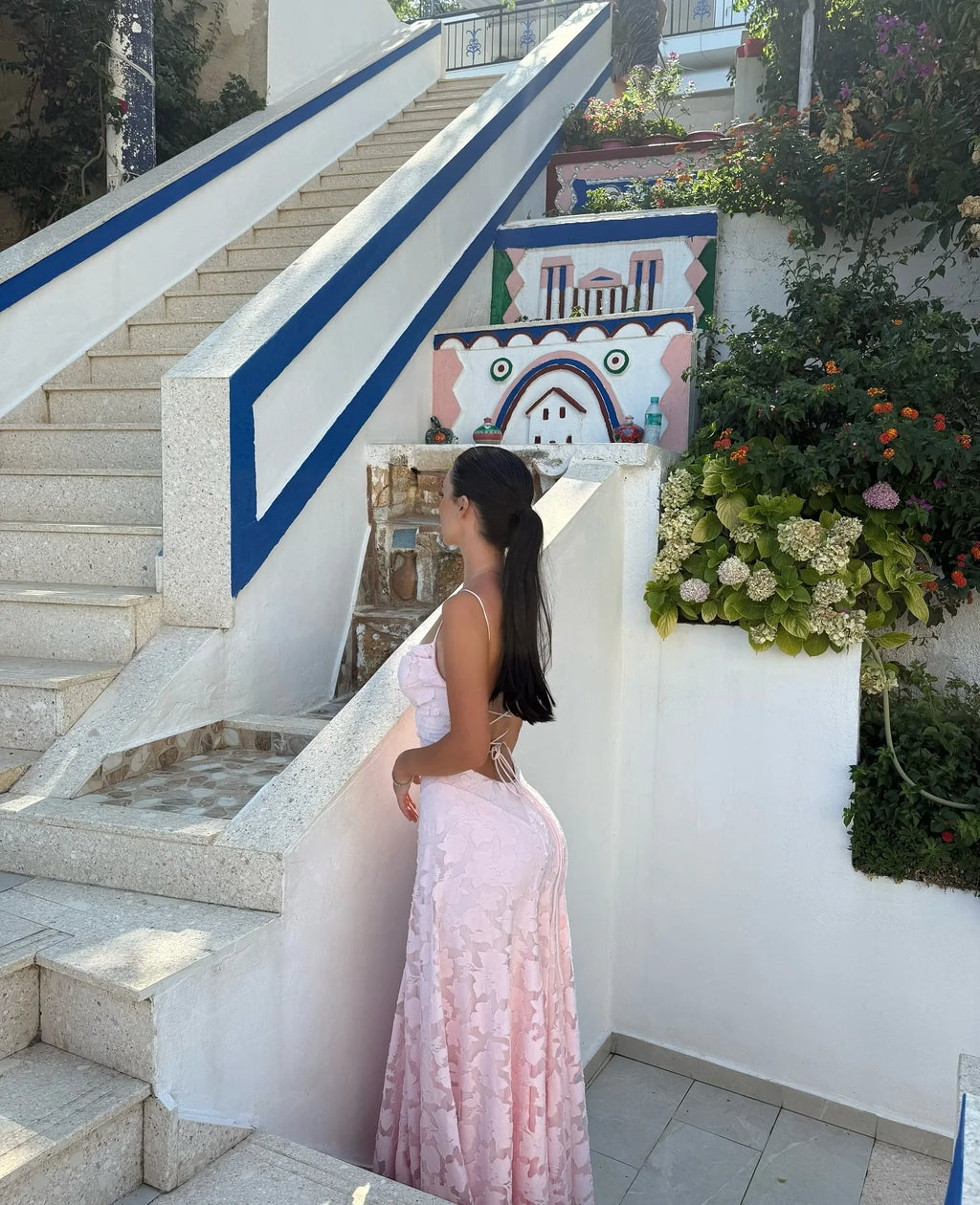 Romantic Floral Jacquard Maxi Dress With Spaghetti Straps Ruched