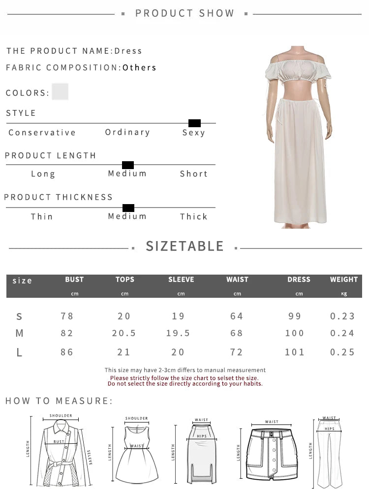 Elegant Puff Sleeve Top & Long Skirt Set