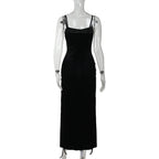 Velvet Gothic Gown With High Split Hem And Straps