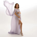 Lilac Maternity Photo Shoot Dress Off Shoulder Gown