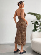 Chic Slit Cami Maxi Dress With Subtle Stretch For Everyday Wear