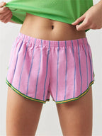 Fairycore Striped Lounge Shorts With Elastic Waist Loose Wide Leg Bottoms