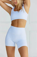 Yoga Grid Set Women's High-stretch Fitness Tank Top with High Waist and Quick-drying