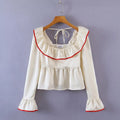 Soft Ruffle Blouse With Long Sleeves