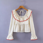 Soft Ruffle Blouse With Long Sleeves