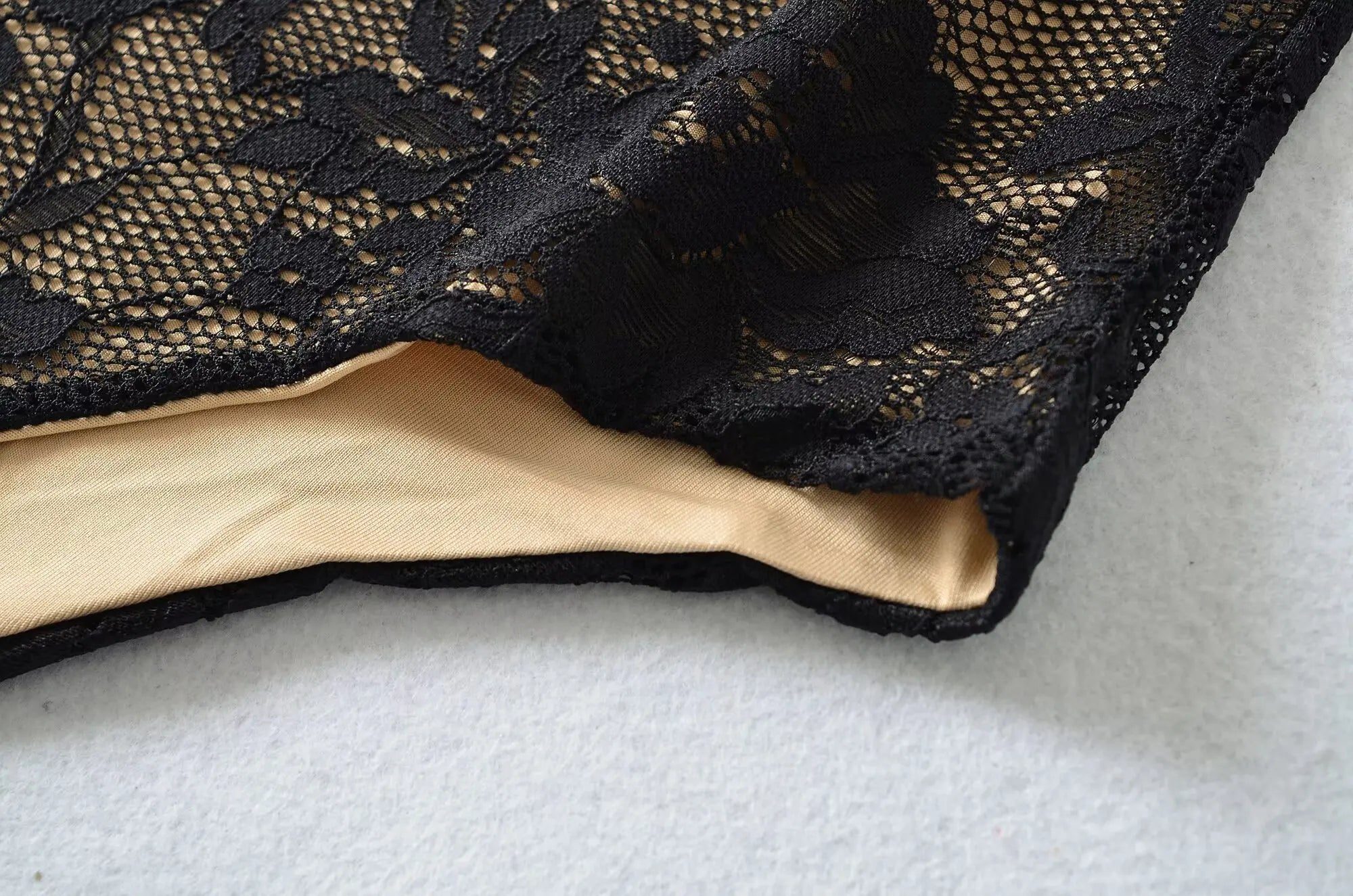 Sexy Lace See Through Bodysuit With Lining Elastic Spaghetti Straps Slim Fit