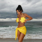 Three Piece Bandage Bikini With Skirt Bathing Suit For Women Brazilian Style A Line Skirt Summer Swimwear