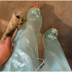 Sequined Solid Wide Leg Pants For Women With High Waist Loose Fit Trousers