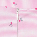 Pink Printed Pleated Backless Zipper Tops Vintage Straps Square Collar Camis Top