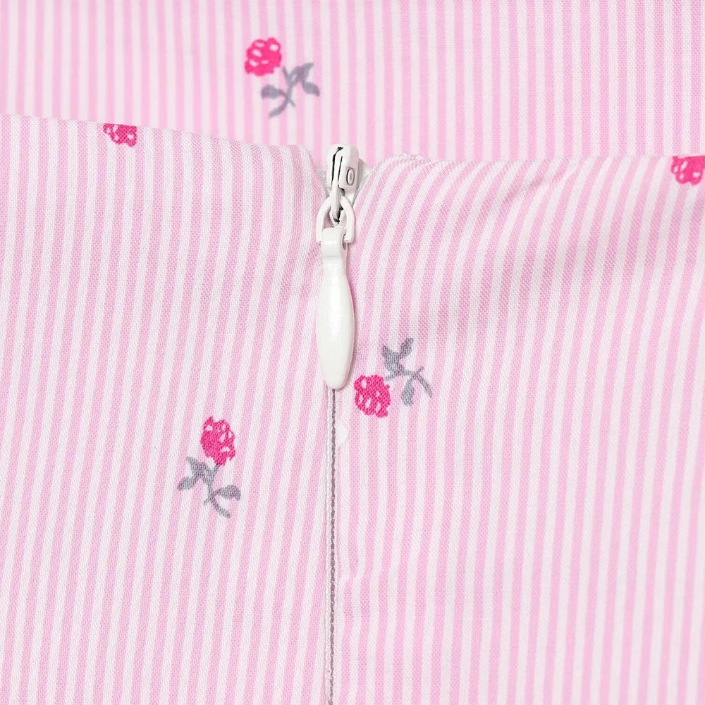 Pink Printed Pleated Backless Zipper Tops Vintage Straps Square Collar Camis Top