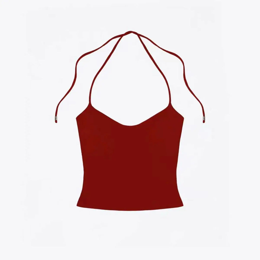 Lace Up Halter Tank And Suspender Long-sleeves Open Back Design For Chic Vibe