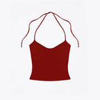 Lace Up Halter Tank And Suspender Long-sleeves Open Back Design For Chic Vibe