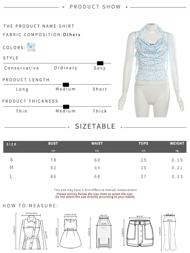 Polka Dot Halter Tank Top Backless Camisole