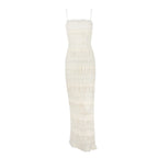 Elegant Formal Beige Slim Maxi Spaghetti Strap Wed Bride Dress