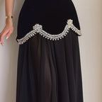 Midnight Glitter Strapless Backless Gown For Prom In Floor Length A Line