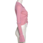 Irregular Pink Cardigan With Removable Layer For Women Soft Knit Top Modern