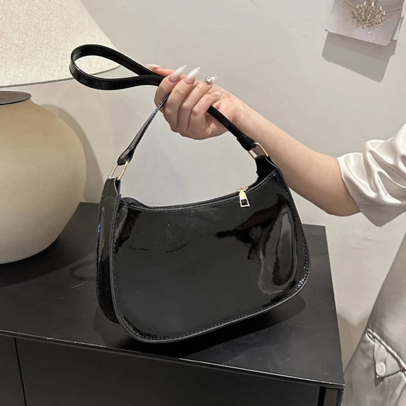 Retro Solid PU Leather Shoulder Bag For Women Chic Casual Hobo