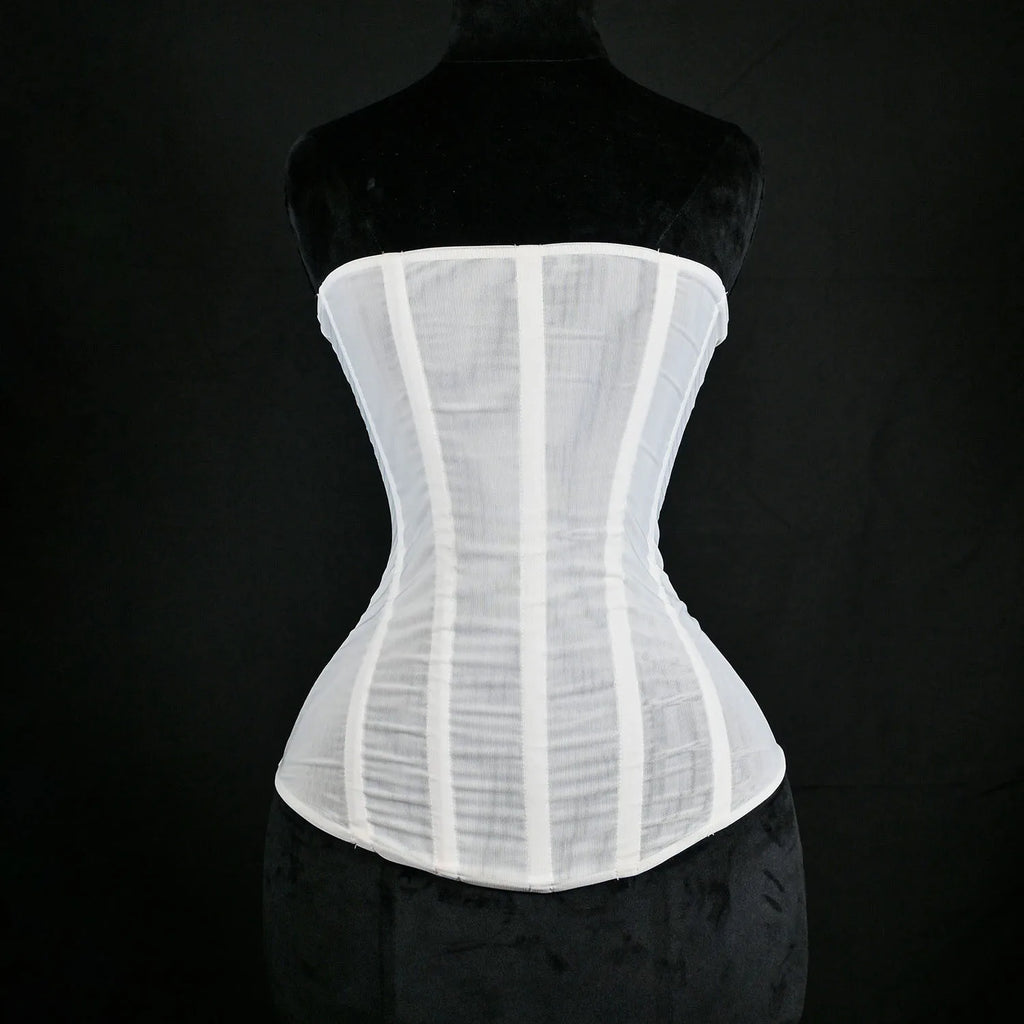 Corsets Women Sexy Sleeveless Breathable Mesh Zip Overbust Bustier Bodice