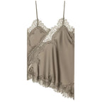 Asymmetrical Lace Slip Top Satin Off Shoulder Backless Camisole