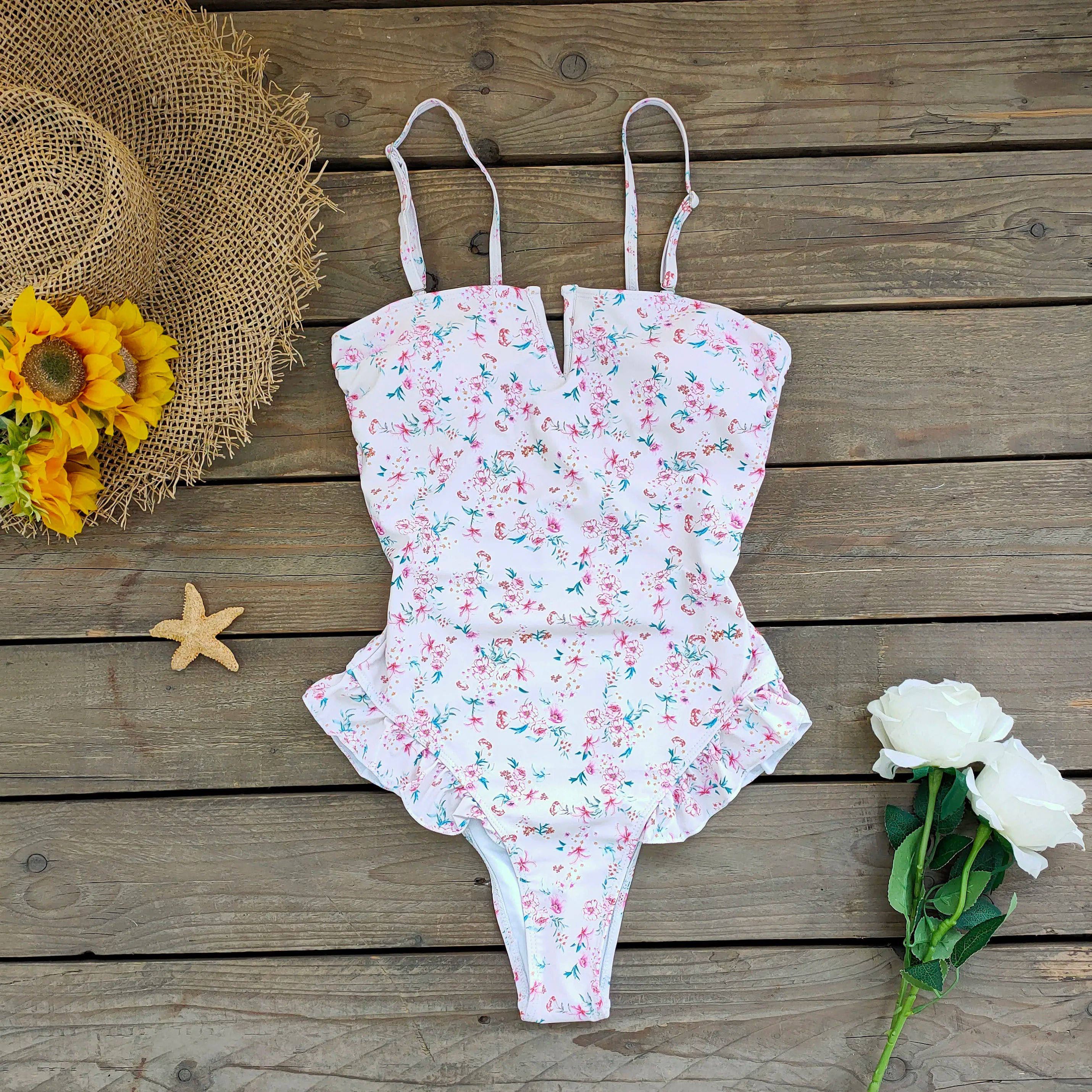Bandage One Piece Swimsuit Women Swimwear Ruffle Bodysuit Monokini