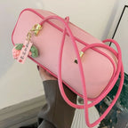 PU Pillow Shoulder Bag For Women With Textured Finish Baguette Style