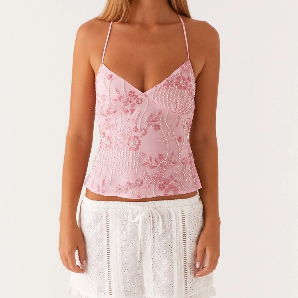 Floral Backless Camisole Tank Top