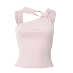 Backless Cropped Tank Top For Summer Women With Metal Ring Detail Sleeveless Vest