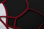 Patchwork Contrast Color Set With Backless Crop Top And Skinny Shorts
