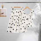 Fashion Women's Lady Suit Halter A-line Tops Bud Loose Skirt Polka Dot Set