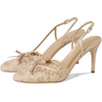 Butterfly Knot Lace Shingback Sandals With Buckle Strap Pointed Toe Slim Heels