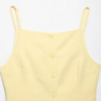 Buttoned Waistcoat Two Piece Shorts Set With Mid-Waist Pockets